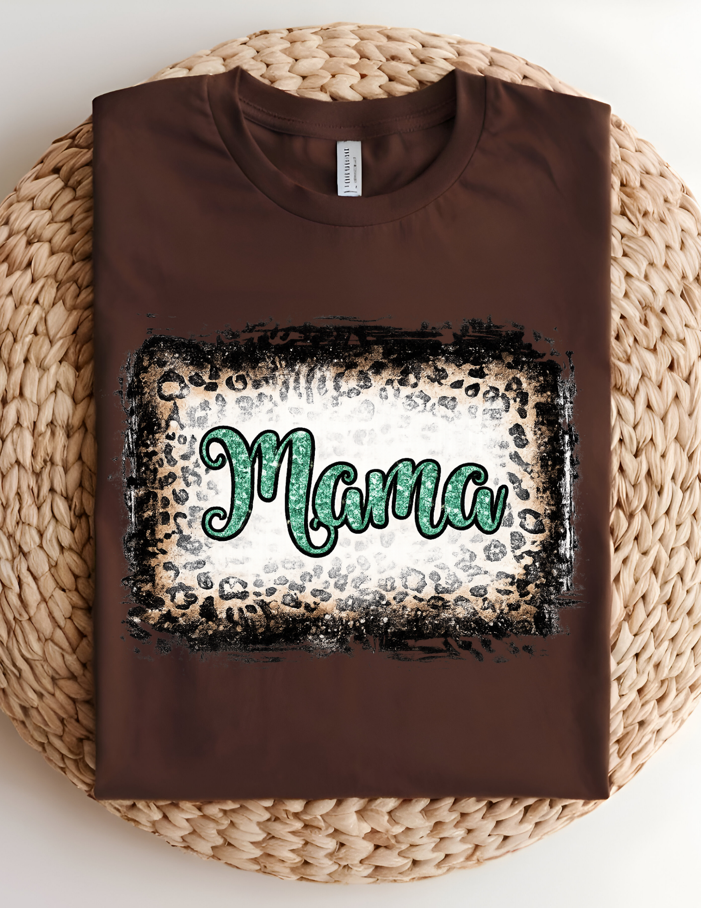 Distressed Leopard Mama Script Tee