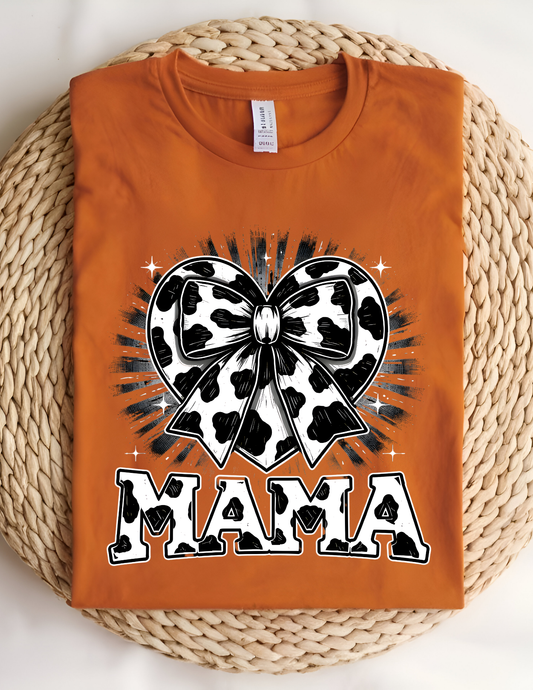 Cow Print Bow “MAMA” Graphic Tee