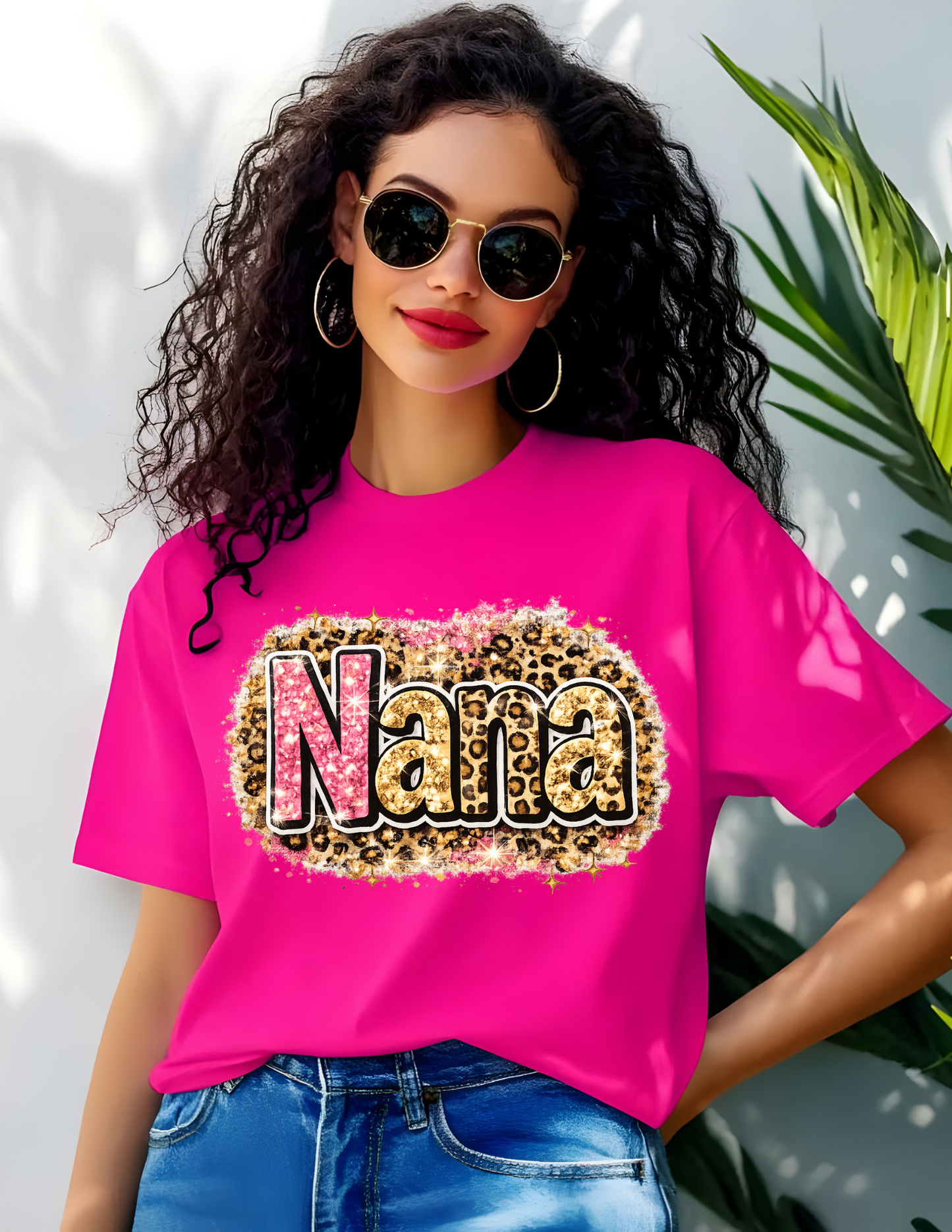 Glitter Leopard Nana Tee