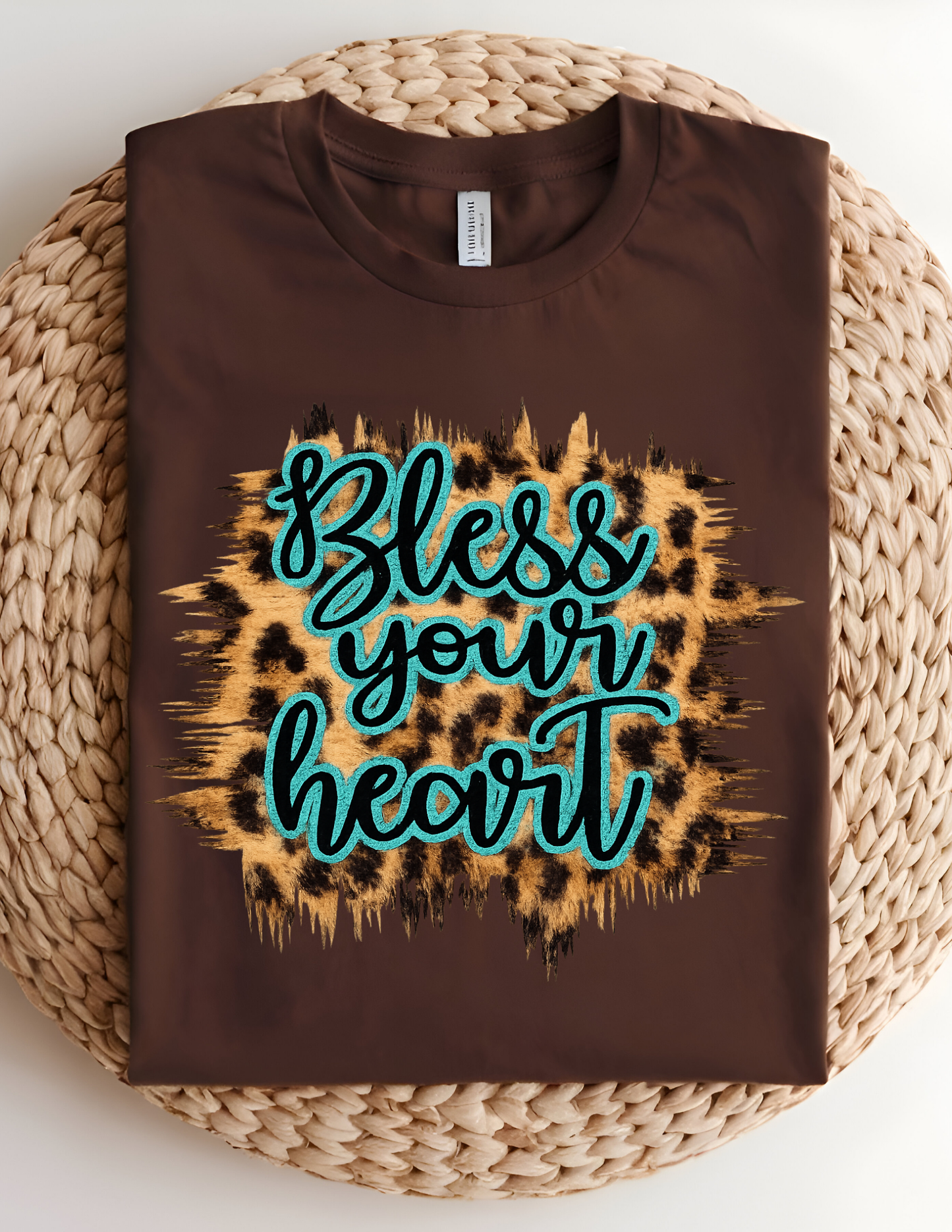 Turquoise Leopard “Bless Your Heart” Tee