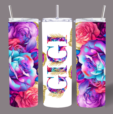Vibrant Floral “GIGI” 20oz Skinny Tumbler