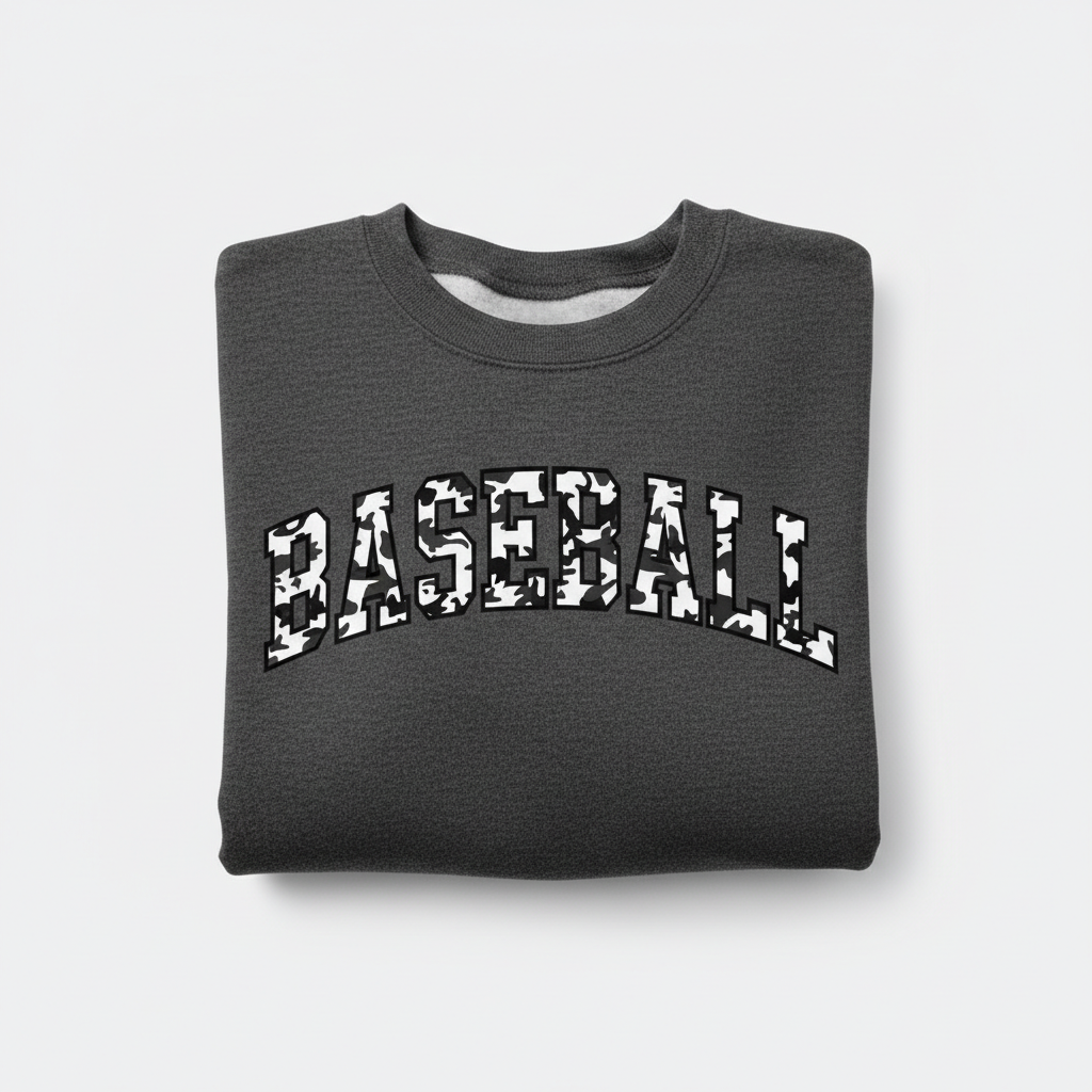 Baseball Black & White Camo Sweatshirt