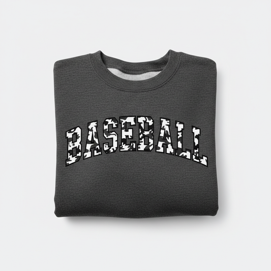 Baseball Black & White Camo Sweatshirt