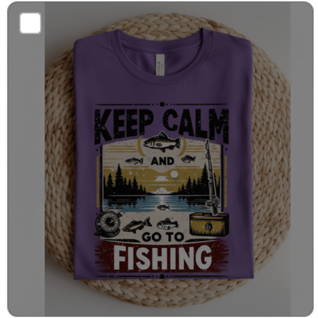 Purple Keep Calm Fishing T-shirt