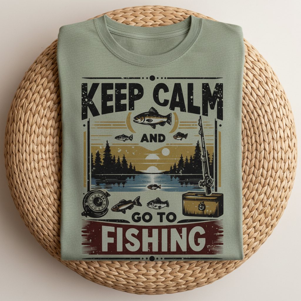 Heather Green Keep Calm Fishing T-shirt