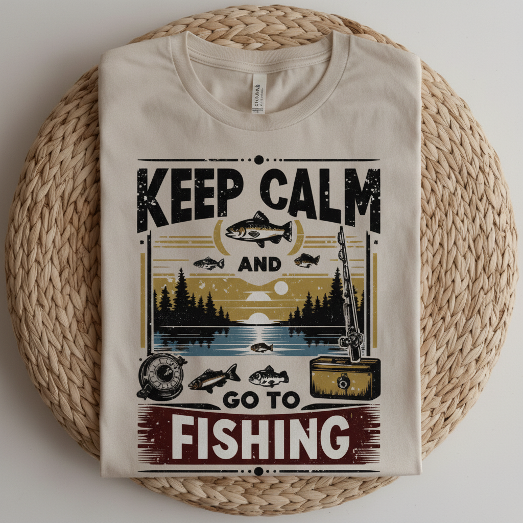 Heather Gray Keep Calm Fishing T-shirt