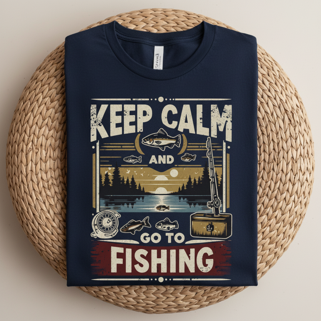 Navy Keep Calm Fishing T-shirt