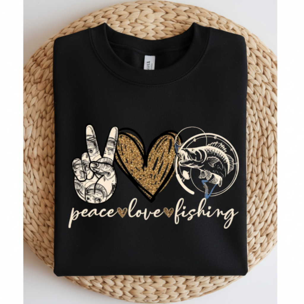 Black Peace Love Fishing Sweatshirt