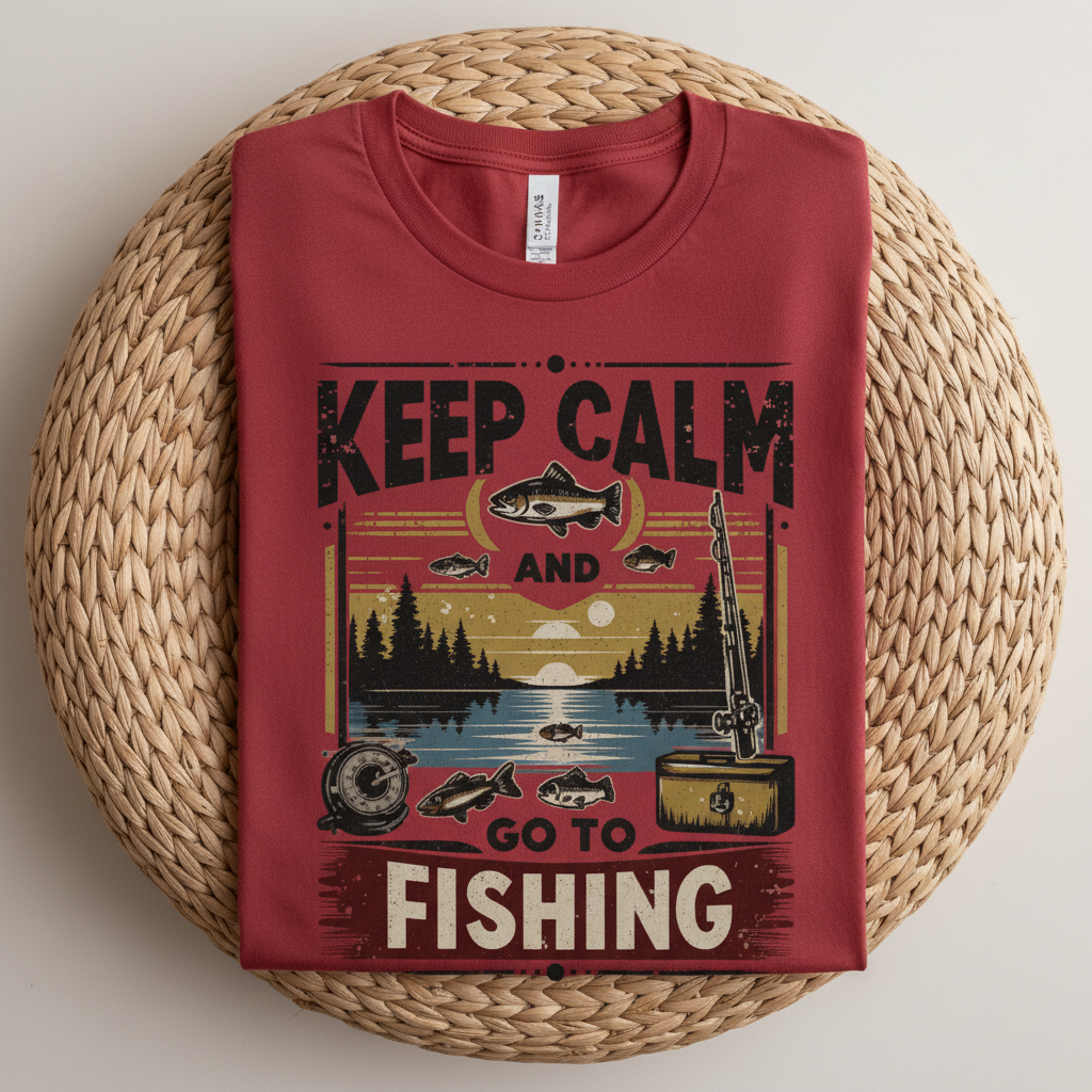Red Keep Calm Fishing T-shirt