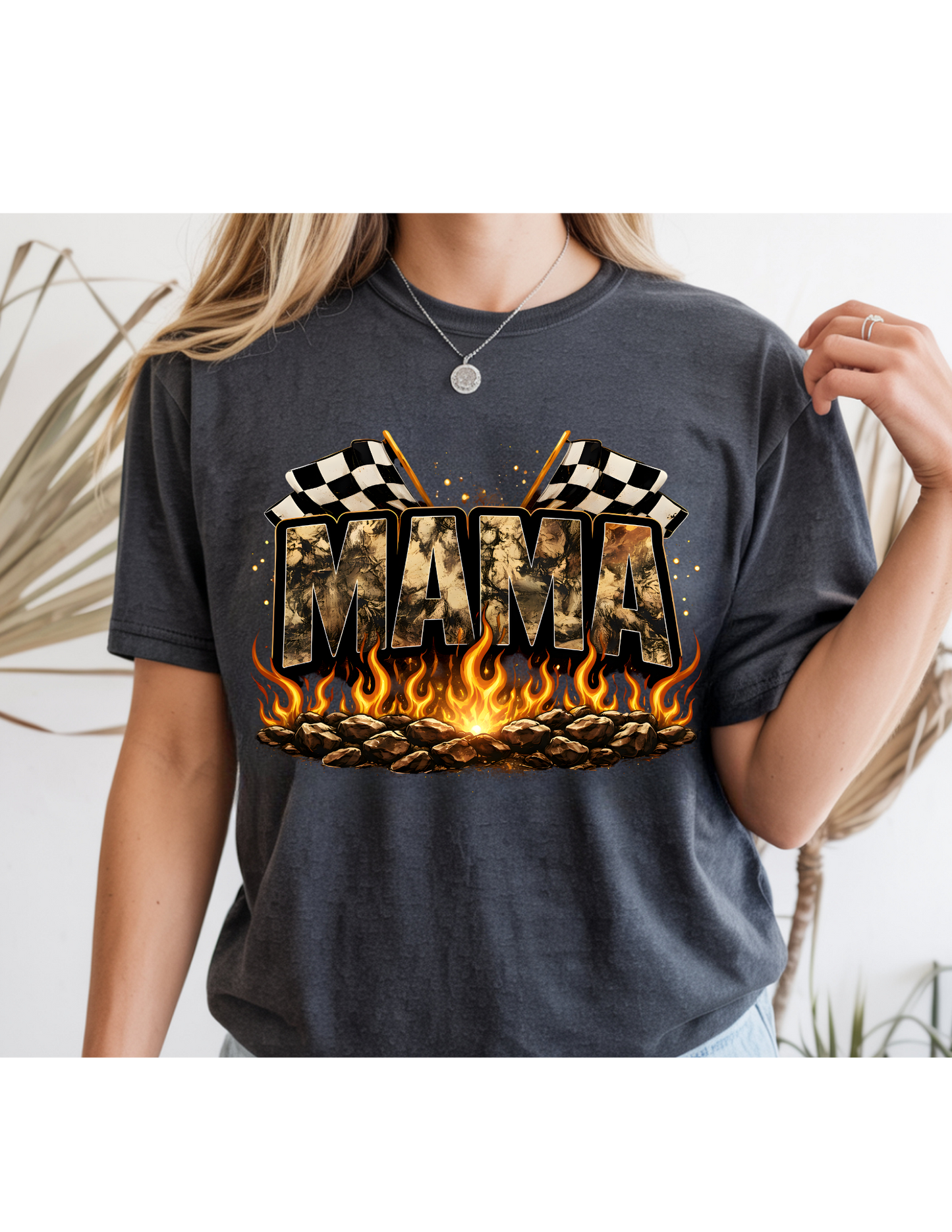 Racing Mama Flames Graphic Tee