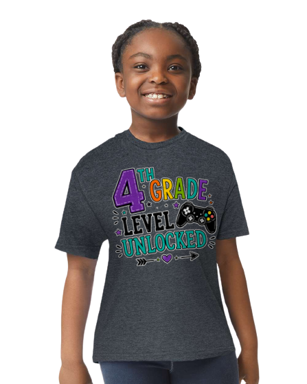 4th Grade Level Unlocked Gamer Tee