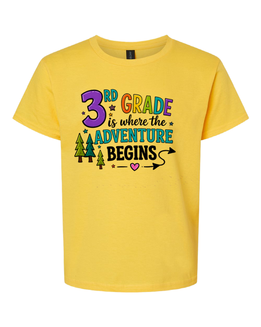 3rd Grade Is Where the Adventure Begins Youth T-Shirt