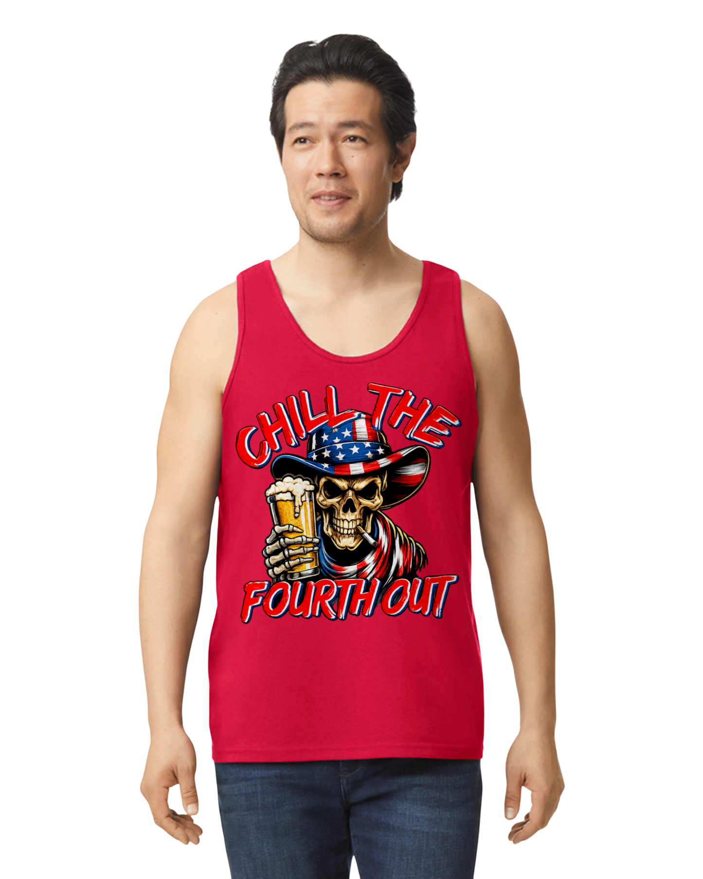 Chill The Fourth Out Patriotic Skull Men’s Tank