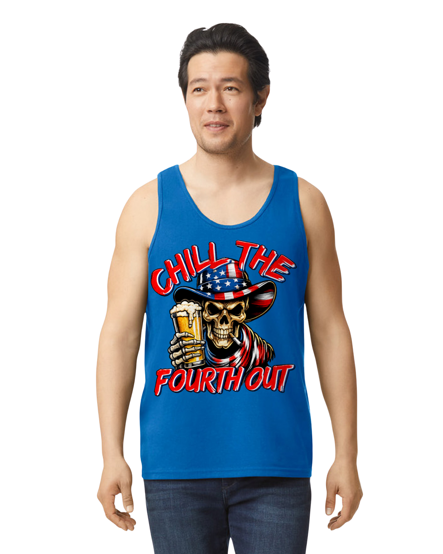 Chill The Fourth Out Patriotic Skull Men’s Tank