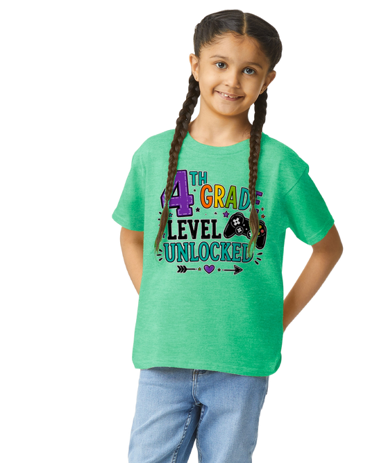 4th Grade Level Unlocked Gamer Tee